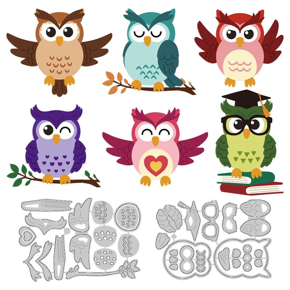2Pcs 2 Styles Animal Theme Carbon Steel Cutting Dies Stencils for DIY Scrapbooking Photo Album Decorative Embossing Paper Card Owl