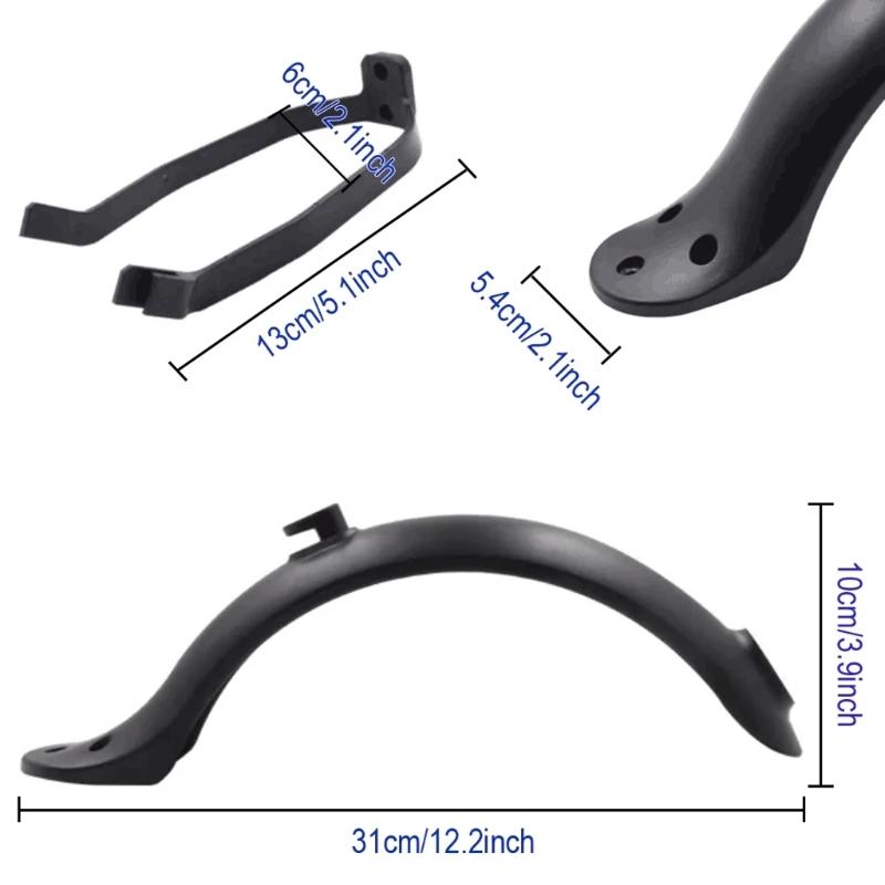 Rear Mudguard Replacement Set for Electric Scooter Daily Commuting Upkeep with ABS Splashes, Support Brackets and Hardware