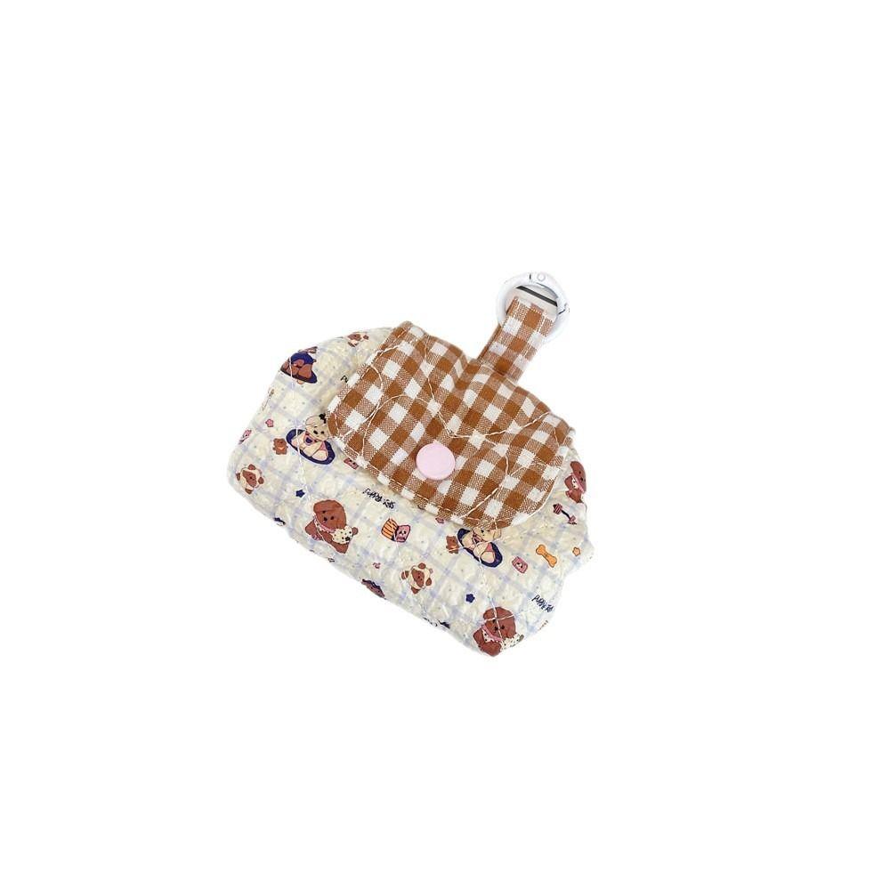 1pc Multi-Function Quilted Makeup Bag Mini Portable Cosmetic Bag Snap Closure Small Storage Bag Travel