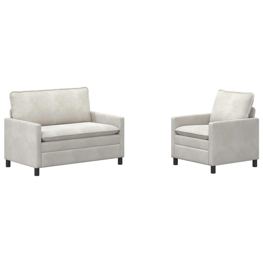 Sofa Set 2 Pcs Cream Velvet