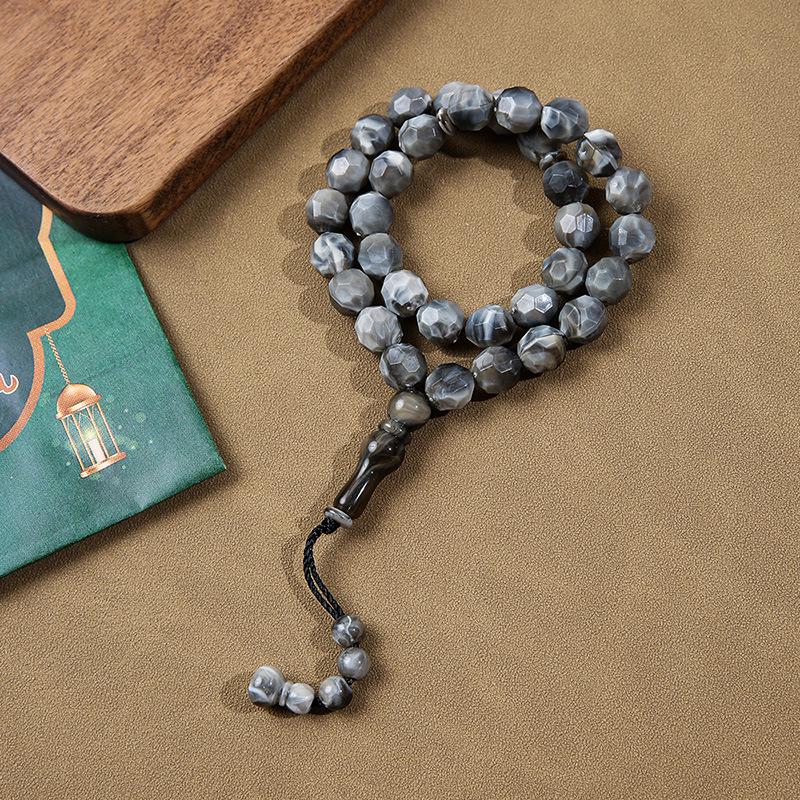 Handmade Middle Eastern 33-Bead Tasbih: Polygon Prayer Beads Jewelry