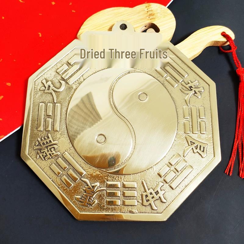 Großer Kupfer-Bagua-Konvexspiegel für Zuhause - Yin-Yang-Tai-Chi-Diagramm-Anhänger für Haustür, Balkon oder Fenster