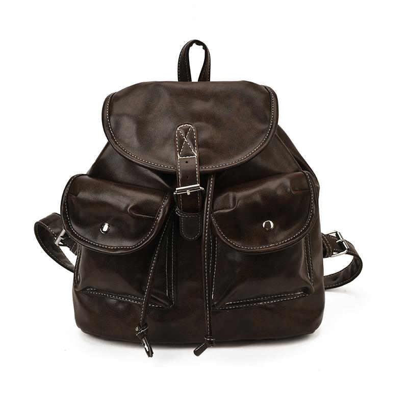 

2025 Новая дизайнерская мода Женский кожаный рюкзак Маленький Мягкий Многофункциональный Маленький Рюкзак с клапаном Женский Дамский Наплечная сумка Девичья Сумочка кофейный