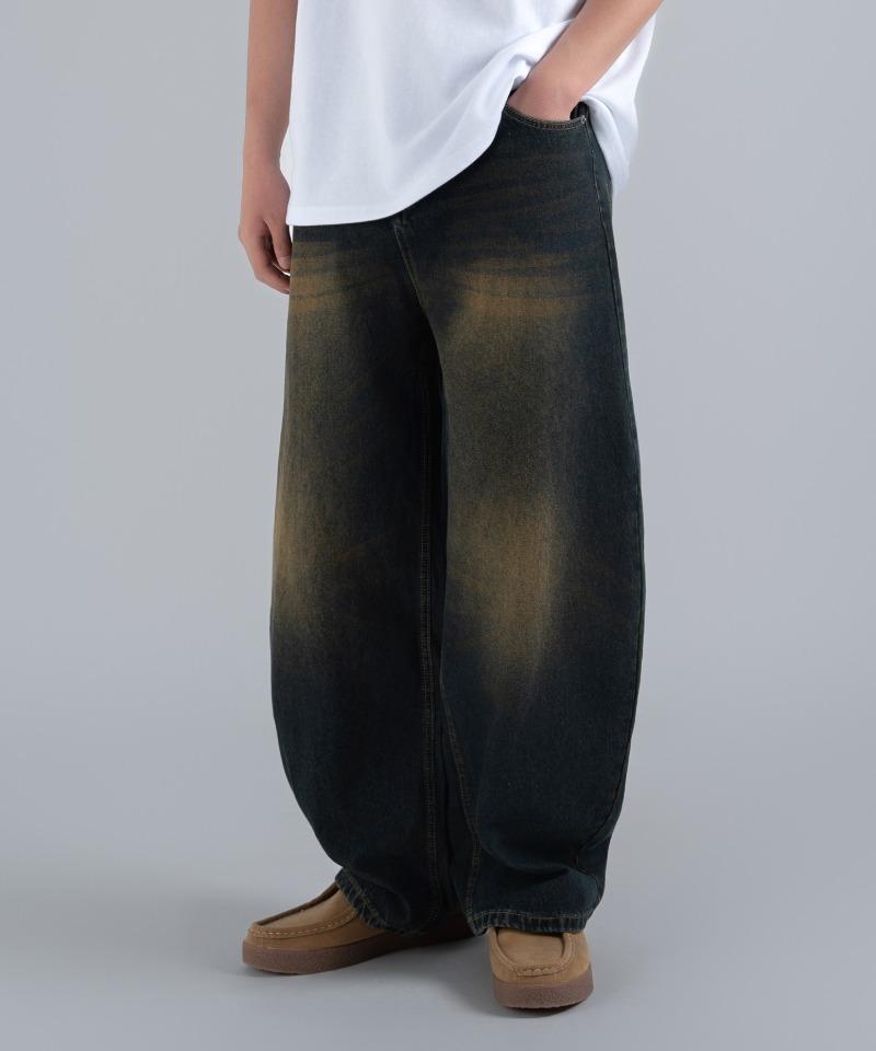 UNDEROFF Semi-Balloon Catwashed Denim Pants Indigo