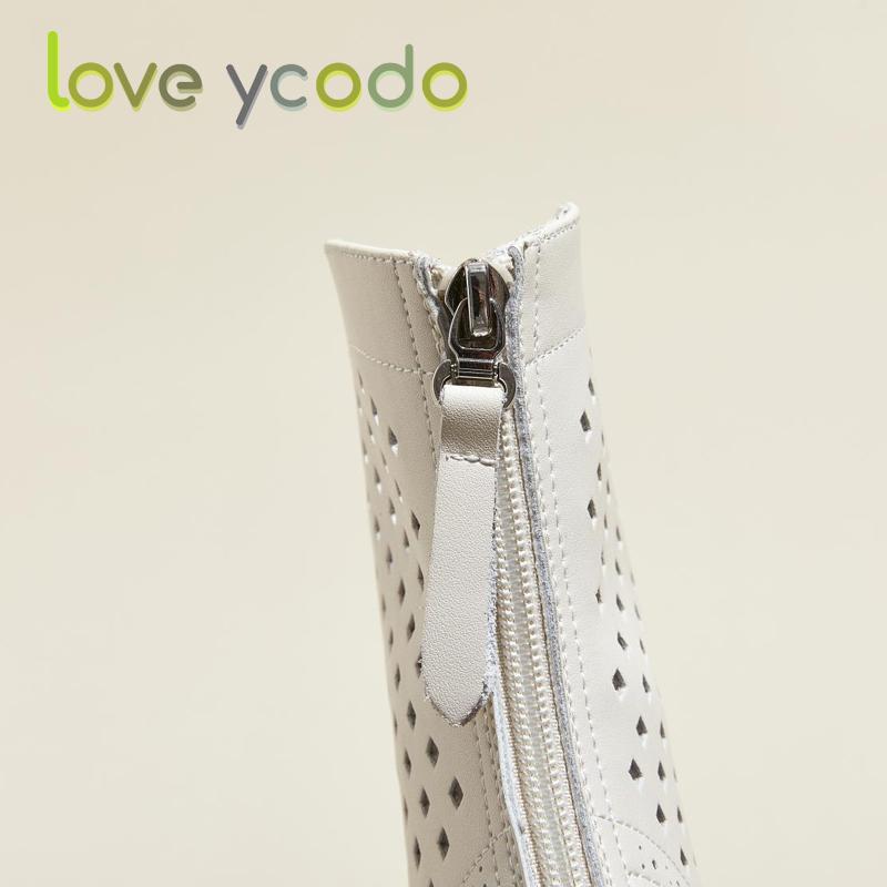 Women's Stylish and Comfortable High Heels Breathable Leather Ankle Boots, Women's Comfortable Increase Waterproof Platform Summer Leather Boots