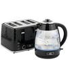 1.7L 2200W Rapid-Boil Kettle and 4-Slice Toaster Set with Limescale Filter, Black