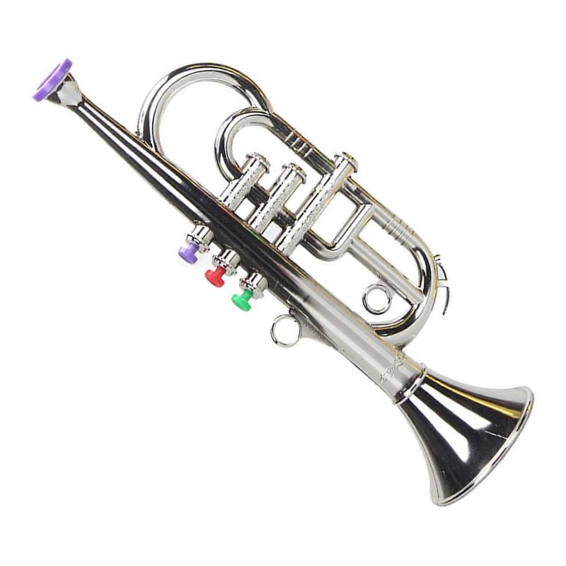 Trumpet 3 Tones 3 Colored Keys Simulation Play Mini Musical for Children Birthday Toy Silver