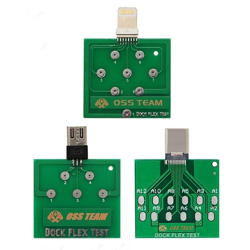 

Тестова плата Micro USB Type-C Dock Flex для iPhone 15 14 13 xs x 8G Android Phone U2 Батарея Power Charging Dock Flex Тестовий інструмент 3in1