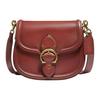 New Beat Leather Saddle Bag, Shoulder Bag, Crossbody Bag Medium Women's Brown Red C0749-B4SAR