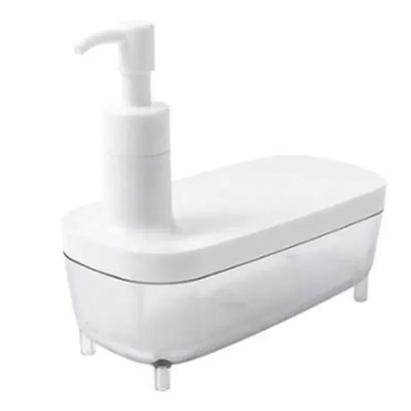 

1 Pcs Multi-function Liquid Container PE + ABS Material Drainboard Soap Holder Rack 2 In1 Dispenser And Soap Storage Box білий