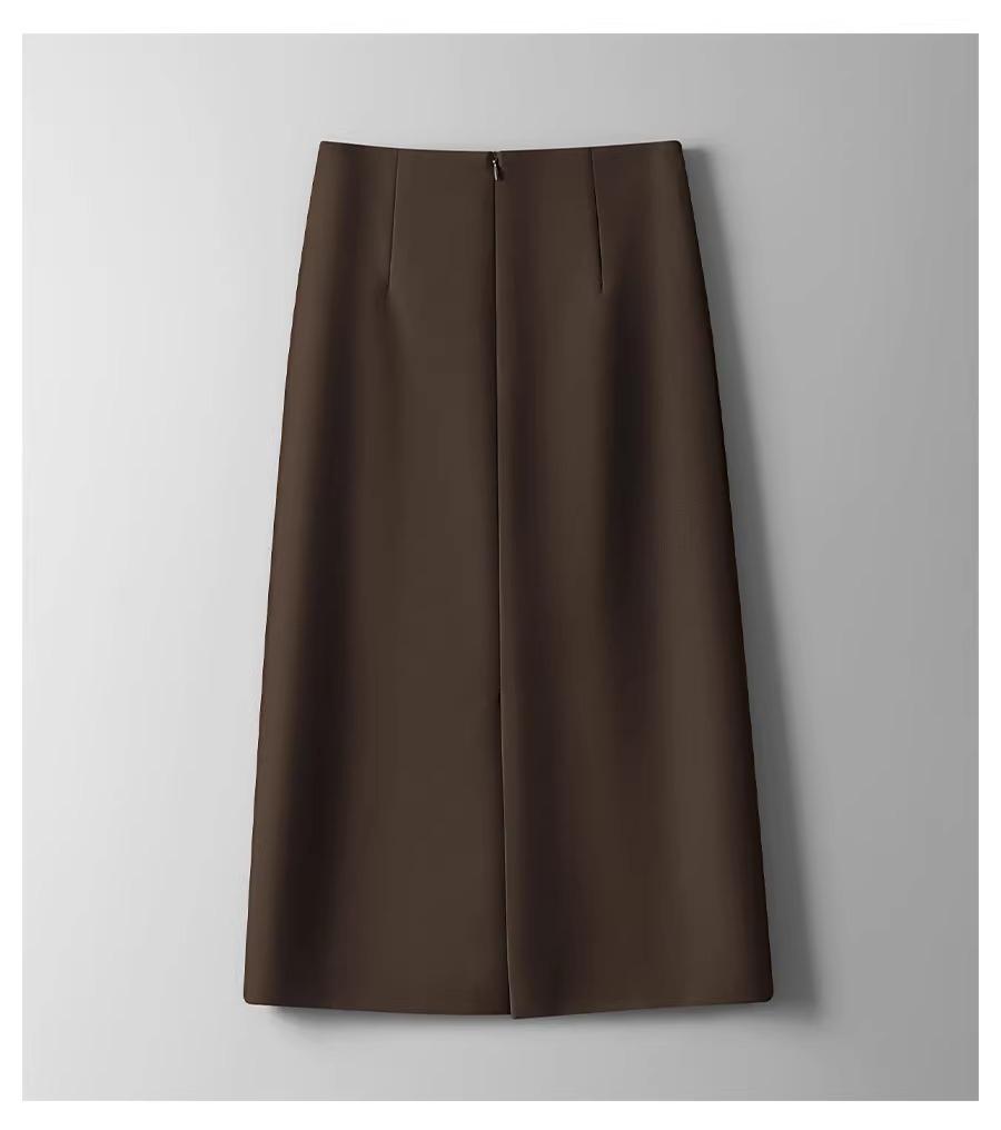 2025 Women's High Waist Slimming Midi Skirt - Spring/Autumn Bodycon with Slit