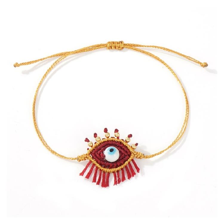 Artistic Glass Bead Eye Charm Bracelet Adjustable Length for Women Men Daily Wear Jewelry Handmade Wrist Accessories