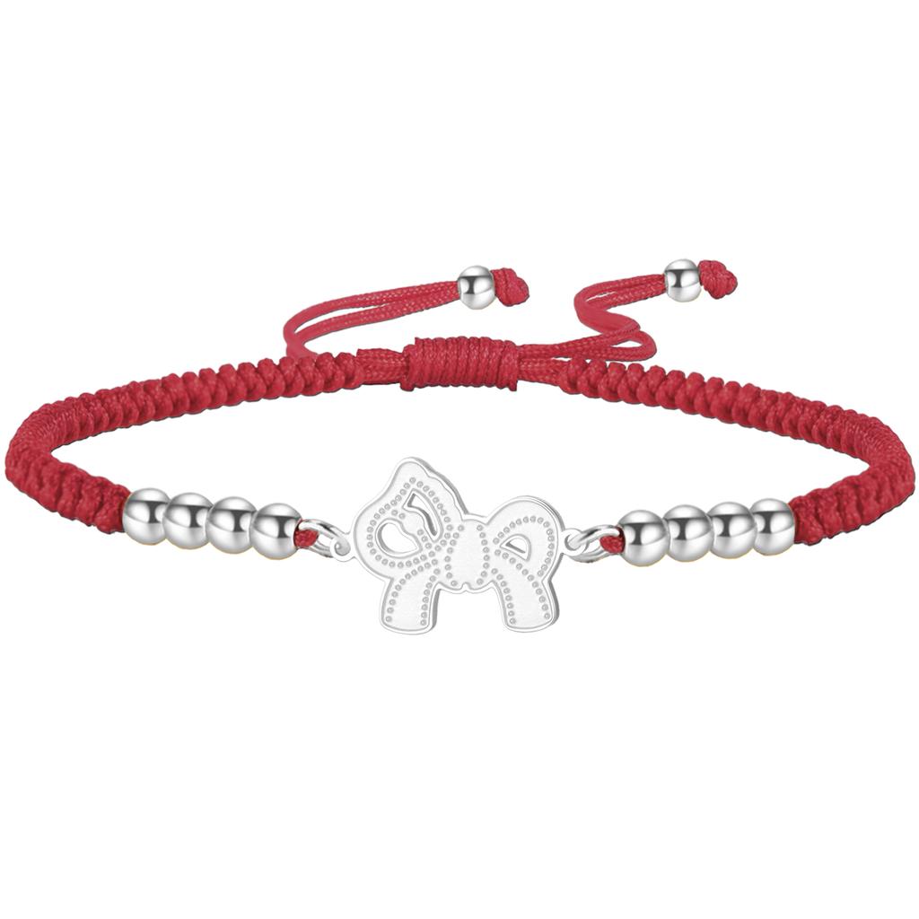 Stainless Steel Romantic Bowknot Bracelet Dainty Horse Pendant Bracelet Cute Pony Rope Bracelet for Women Jewelry Gift for He