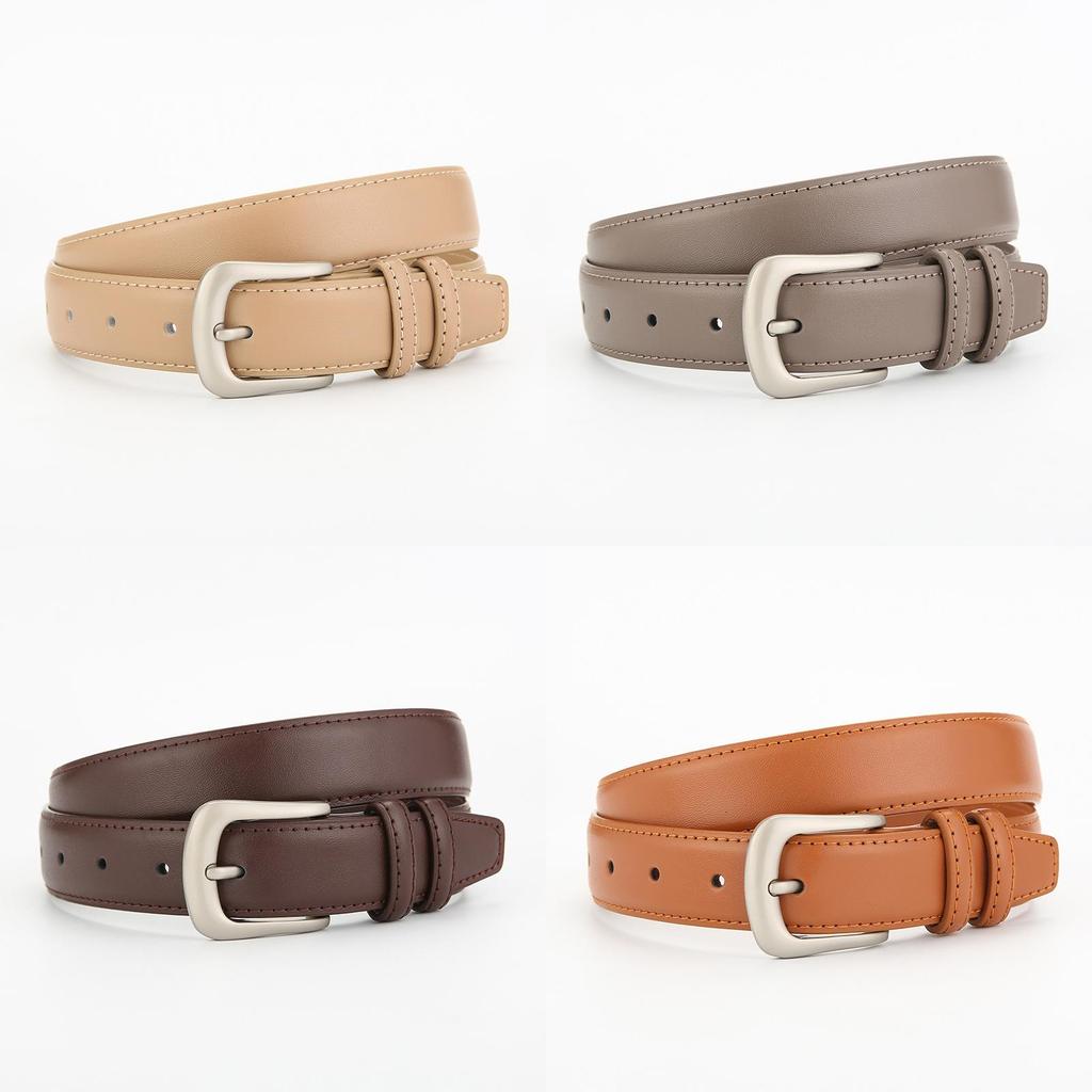 Vintage Leather Belt For Women And Men With Metal Pin Buckle And Twolayer Cowhide For Casual Dress
