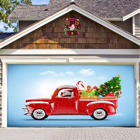 Christmas Garage Door Cover Large Christmas Banner Backdrop Decoration for Indoor Outdoor Garage Door Gate Party Wall Decor