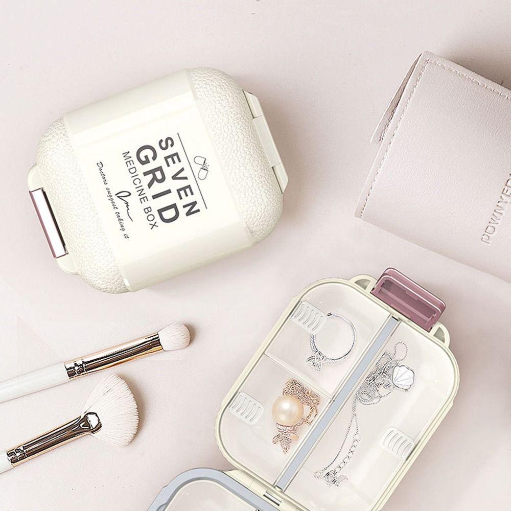 7 Compartment Small Pill Case Portable Travel Pill Organizer Pretty Compact Medicine Holder Home