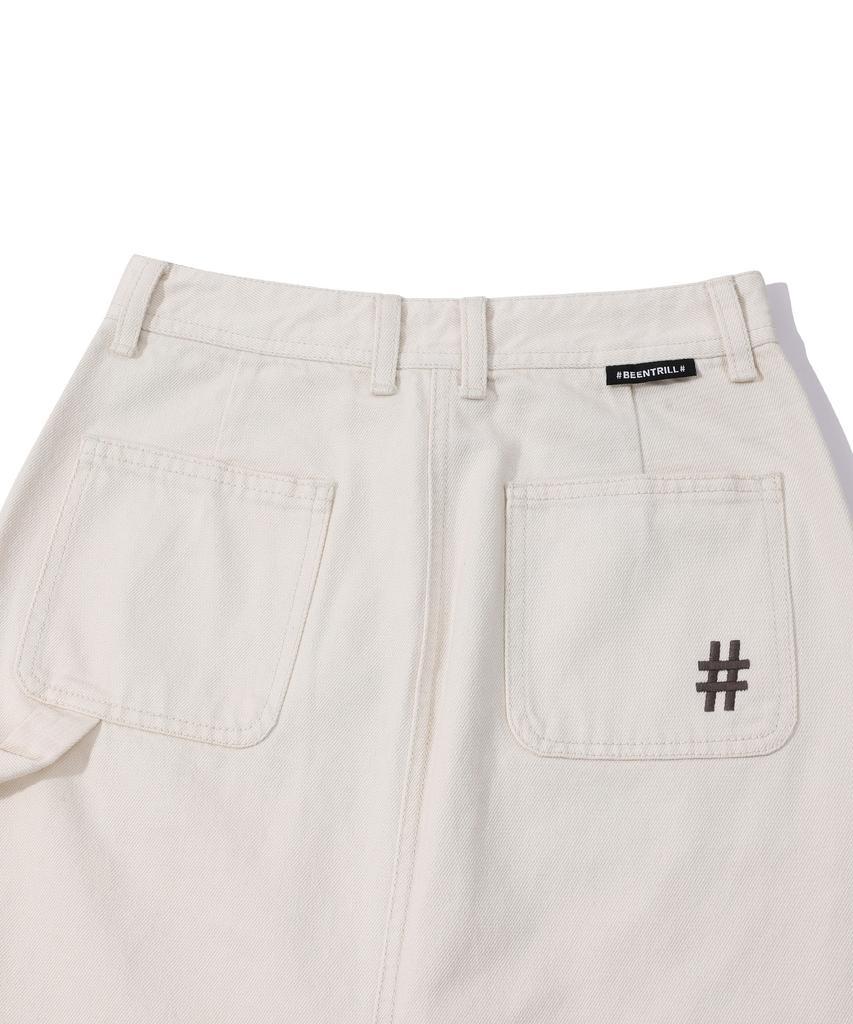 Vintril Sunday Fatigue Denim Long Skirt (Sand)