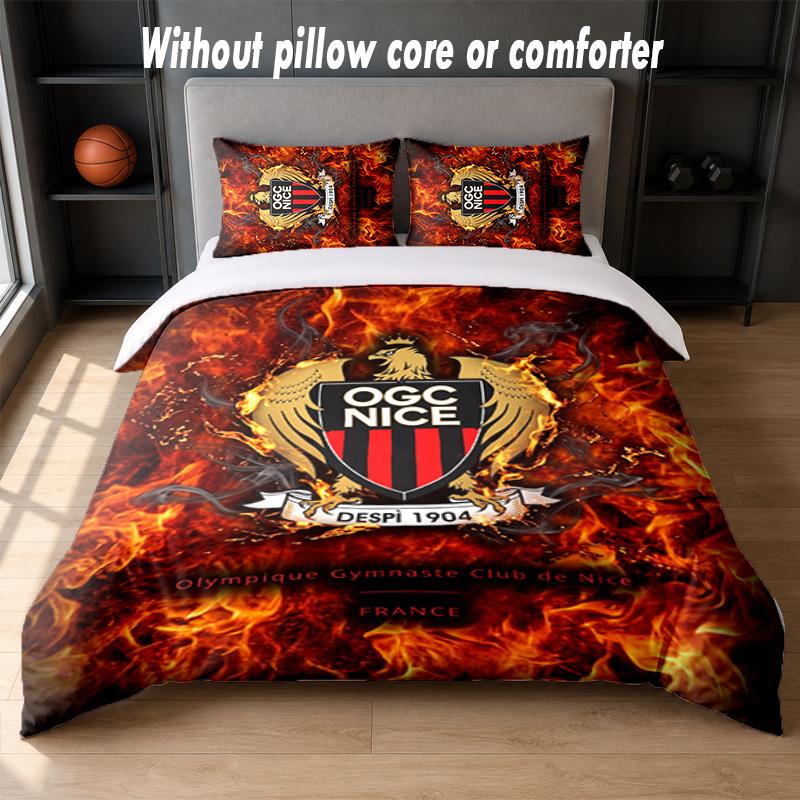 OGC Nice FC Design Bed Bedding Set 1 Duvet Cover + 2 Pillowcases Soft Breathable Household Bed Linens