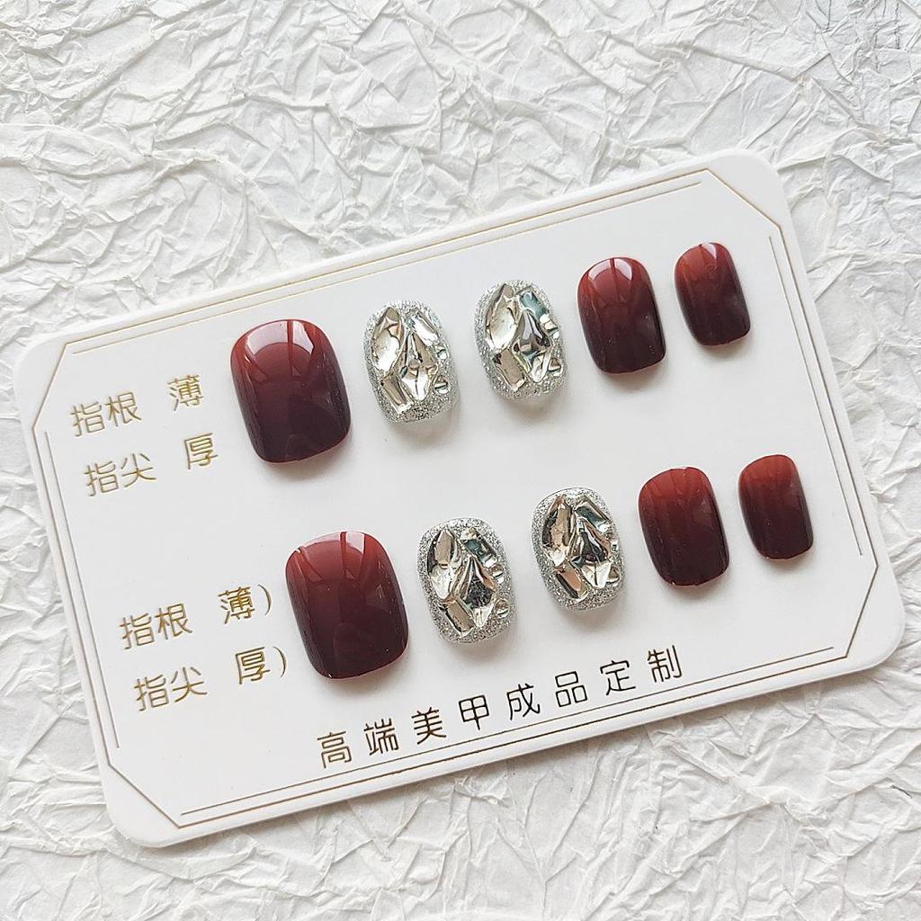Cherry Diamond Wearable Manicure: Autumn Winter Removable Bling False Nail Patches (A546)
