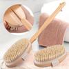 1 Pcs Long Handle Wooden Bath Brush Massage Brush Wooden Pig Bristle Scrub Bath Brush For Dry Skin Exfoliating And Body Massage