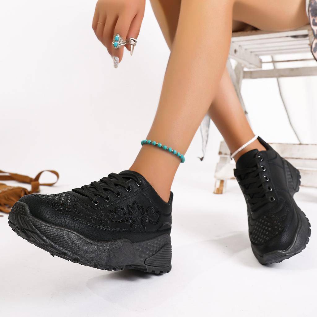 Fashionable New Comfortable Mesh Casual Women'S Shoes Spring And Autumn Round Toe Elegant Breathable Lace Up Sports Shoes