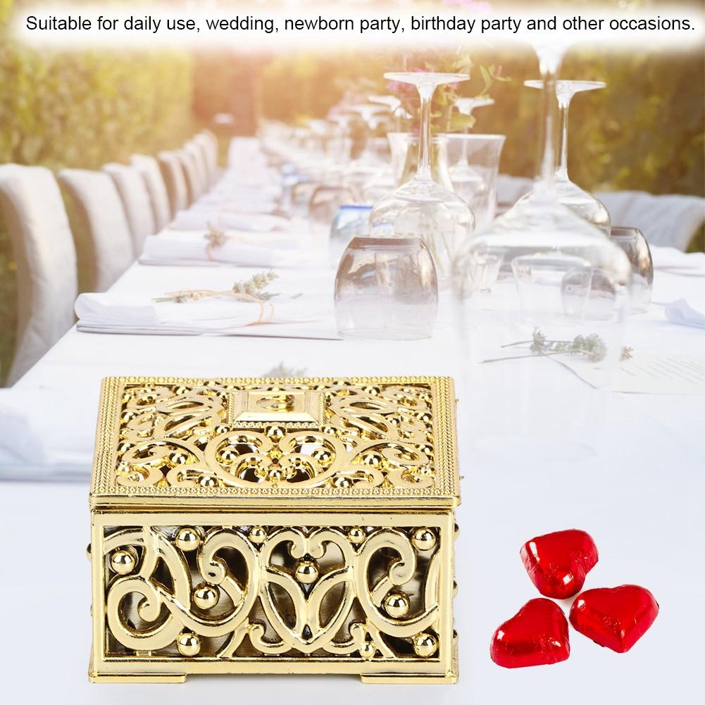12pcs Square Hollow Plastic Gift Box Candy Boxes Wedding Birthday Party DecorationGold