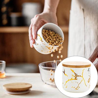 Ceramic Sugar Bowl Lids Seasoning Storage Containers for Pantry Home
