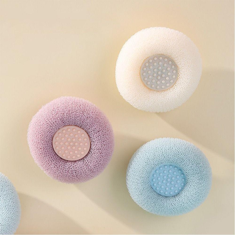 

Body Scrubber Massage Bath Ball With Suction Cup Flower Bath Rub Body Skin Cleaner for Bathroom синій