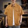 Retro Lässiges Kurzarmhemd für Herren Sommer 5XL Übergröße Hemden Große Größe Knopf Strickjacke T-Shirt