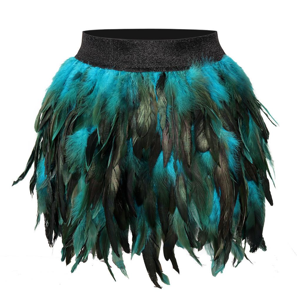 Irregular Dance Skirt Gothic Festival Carnival Party Dance Summer Women's Fashion Feather Skirt Bar Jazz Multi-color Short Skirt