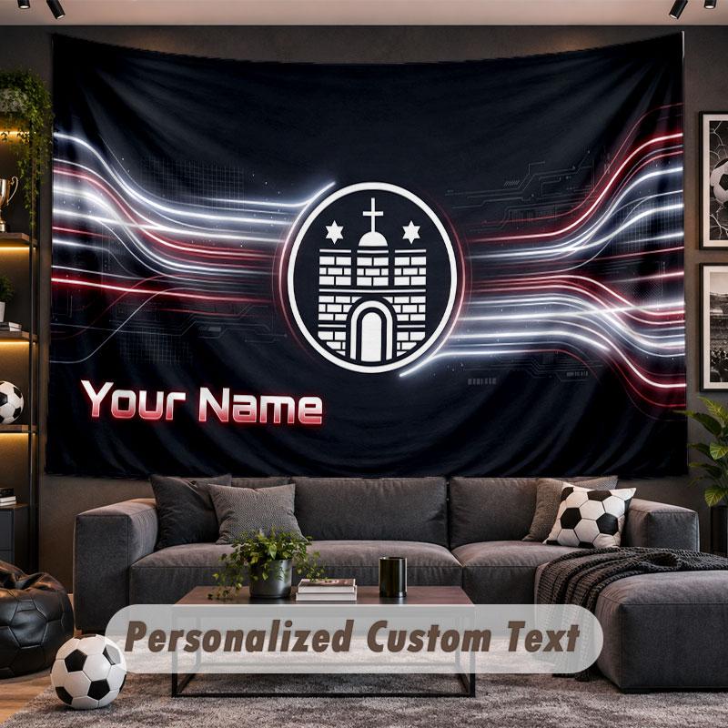Wall Hanging Tapestry Custom NameFC St. Pauli Pattern Personalized Printed Fabric Wall Decor