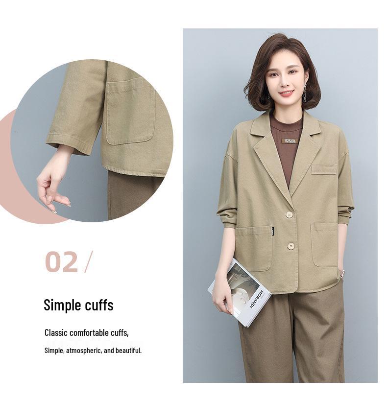 2024 Frühling/Herbst Locker geschnittener Kurzarmblazer für Frauen mittleren Alters - Koreanischer Stil, modisch, alterslos