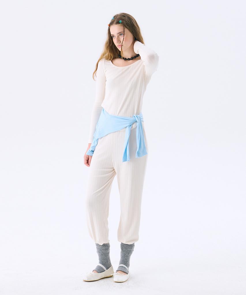 JUNEJUNE SPACE Eyelet Jersey Pants_Cream