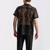 Men's Mesh Lace Knit Short Sleeve Shirt Hollow-Out Dance Perspective Shirts Summer Streetwear Nightclub Disco Performance Tops