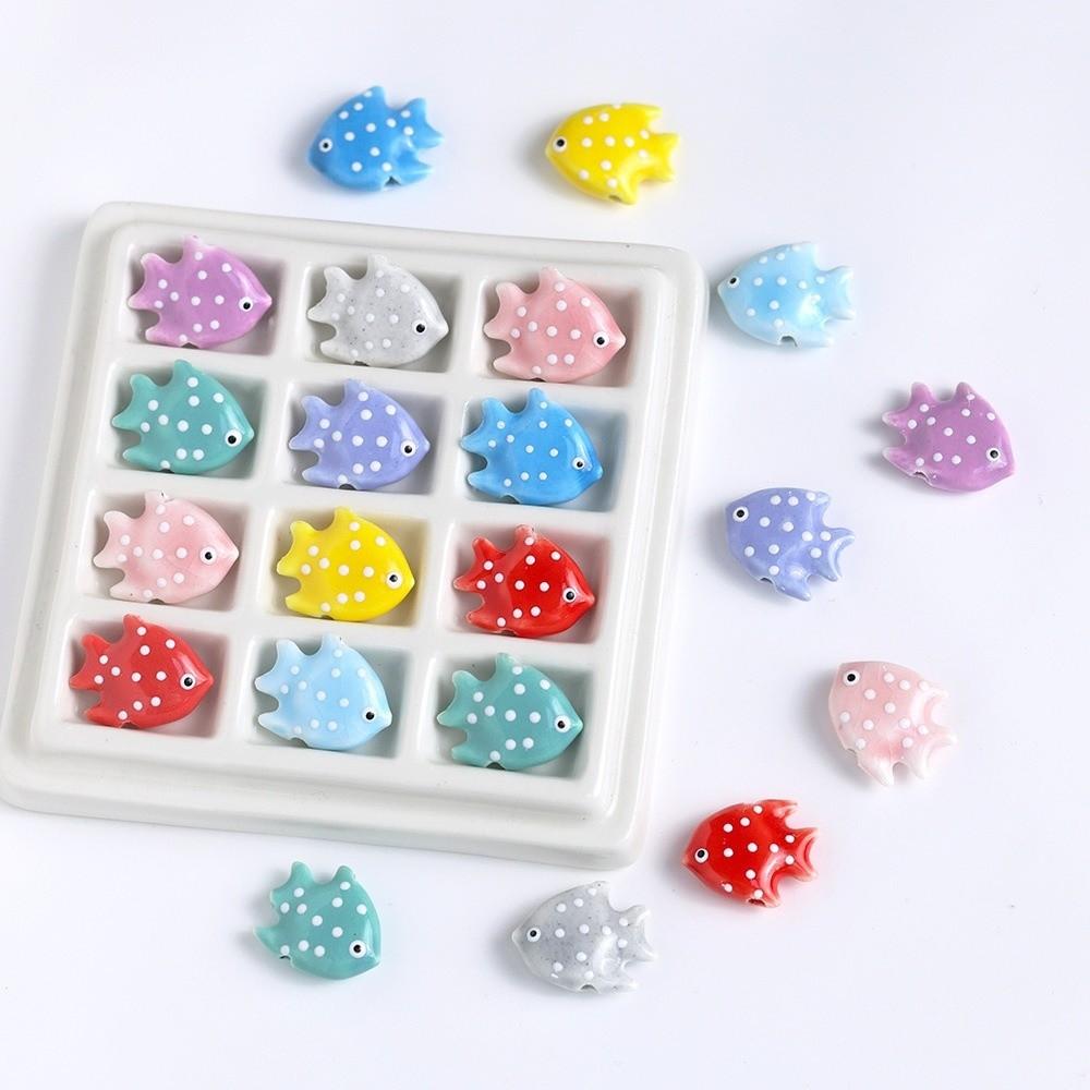 Colorful Fish Ceramic Beads Kawaii Loose Beads Fun Tropical Spacer Beads  Bracelet
