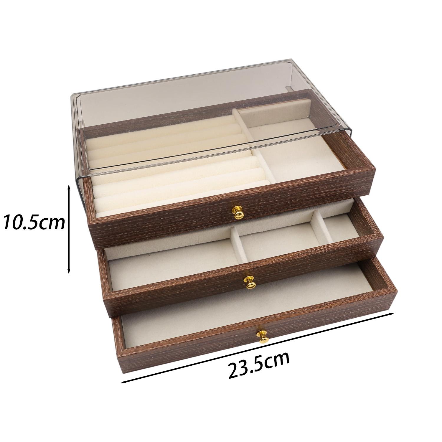 

Large Capacity Multi-layer Wooden Jewelry Box New Walnut Portable Real Wood Earring Ring Bracelet Storage Case for Women