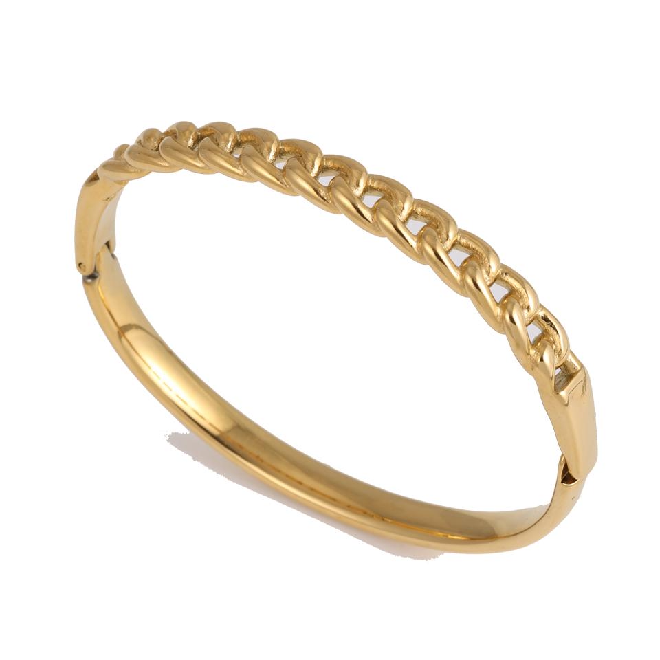 ZAKOL Stainles Steel Classic Circle Chain Design Open Bracelet Bangles for Women Men Statement Party Zircon