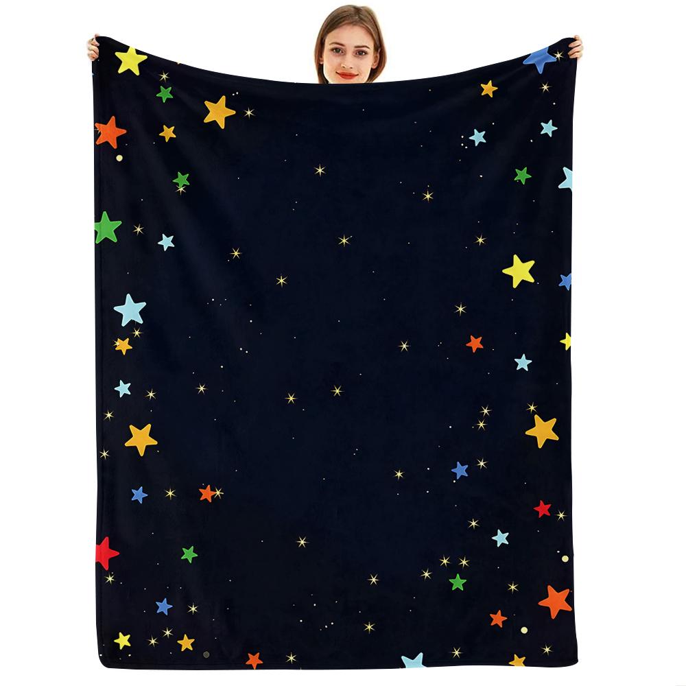 Rainbow Oyster Shell Sketch Soft Flannel Blanket Breathable Warm Throw for Office Car Sofa Kids Room Birthday Xmas Gift