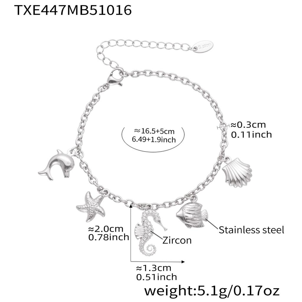 Ocean Style 18K Gold Plated DIY Enamel Jewelry Set with Zircon Seahorse & Starfish Pendants