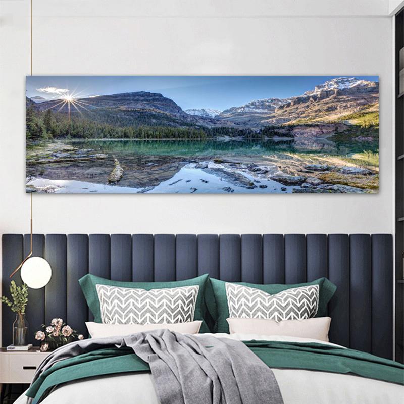Bergsee Poster und Drucke Landschaft Leinwand Malerei Natur Baum Himmel Wand Kunst Bilder Wohnzimmer Home Decor kein Rahmen