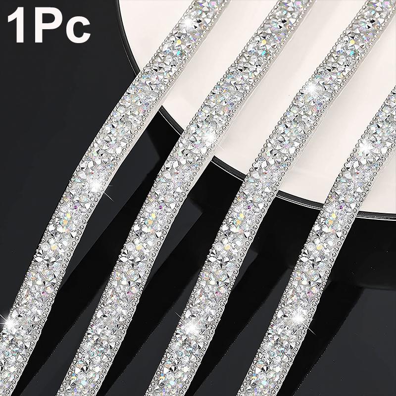 

1x90см Стразы Блестящие Аксессуары для Одежды Кружевная Лента Самоклеящийся Материал для Рукоделия DIY Рождество Разноцветный 1cm серебряный