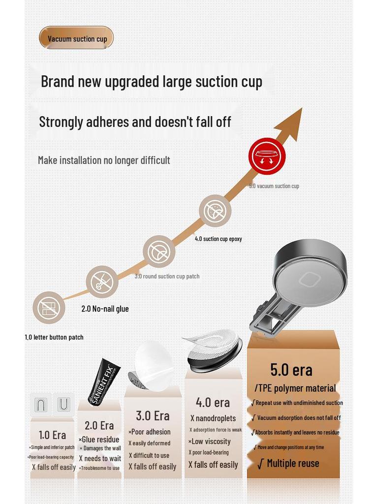 Wall-Mounted No-Drill Suction Cup Kitchen Rack for Pot Lids & Cutting Boards