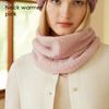 Women 100% Cashmere Tube Scarf Cable Knit Neck Warmer Ring Double Faced Thick Cap Reversible Knitted Beanies Winter 2-Pcs Set