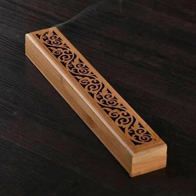 1Pc Natural Bamboo Incense Burner With Laying Plate - Aromatherapy Wooden Box For Incense Storage And Burning