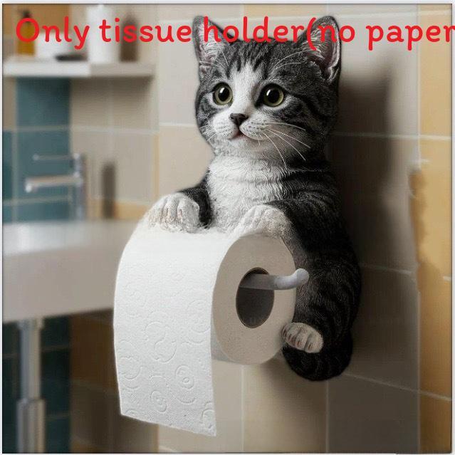 Cat Paper Holder Resin Cute Cat Design Wall Mount Tissue Dispenser For Bathroom Decor