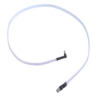 Type C To Type C Male Flat Soft Data Cable 90 Degree Adapter for Tight Space 480Mbps Transfer Speed