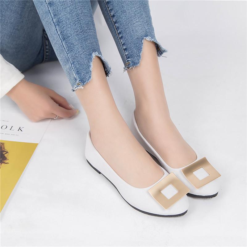 Women Girls Solid Big Size Slip On Flat Shallow Comfort Casual Single Shoes 23 Colors