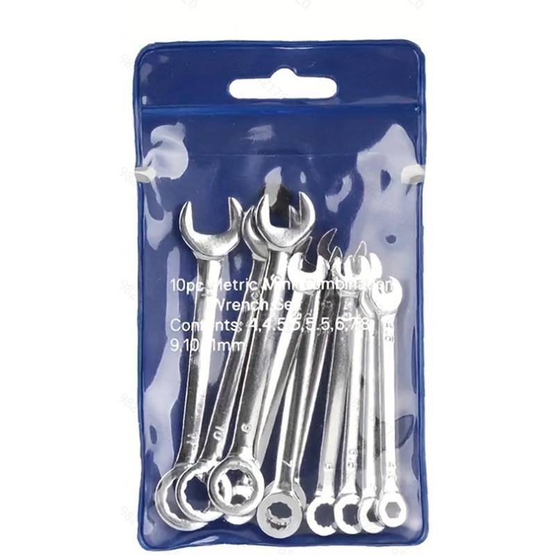 Pro 10Pcs Mini Combination Wrench Set Metric/Imperial Optional - 45# Steel Construction Dual Head Open End Design for Repair