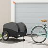 VidaXL Bicycle Trailer, Transport Cart with Hitch Bar, Bicycle Trailer with Flag for Luggage, Black 94157