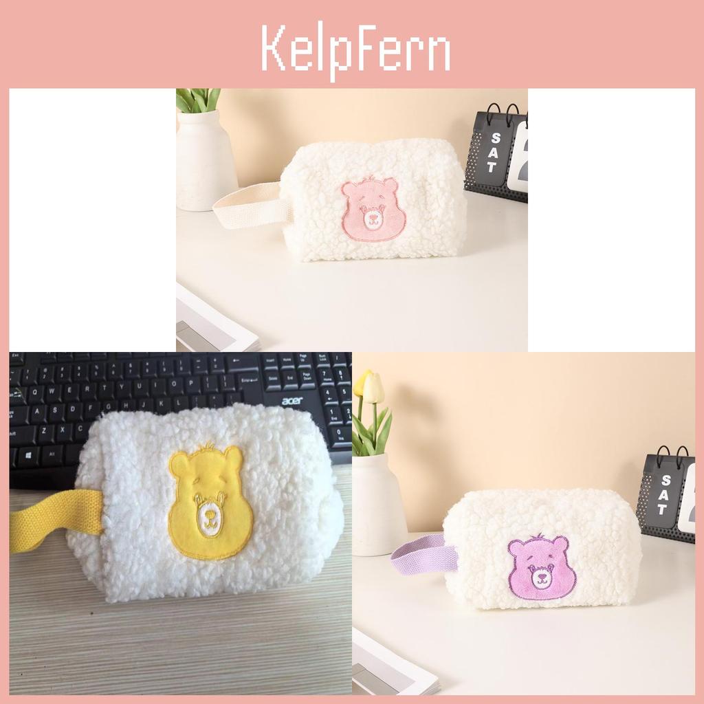 Plush Heart Bear Makeup Bag For Girls Portable Storage Organizer With Large Capacity